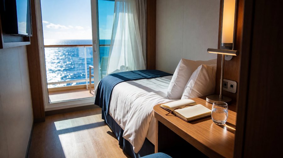Single balcony rooms are built for one, so you get the sea view without paying for an empty second berth