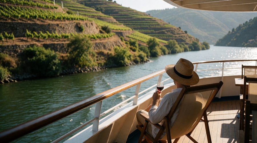 Ships sail the Douro by day because of its locks, so you see more of the terraced port vineyards from the deck