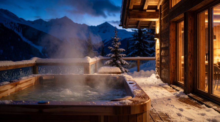 Both Friendship Travel's Vaujany chalets and Skiworld's Courchevel chalet have a hot tub for after skiing